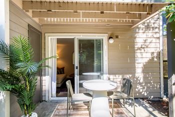 Private patio at brackett apartments in edmonds, wa 98020